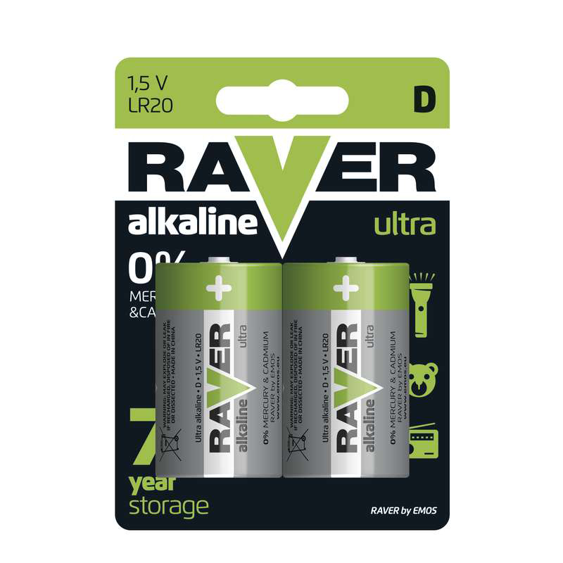 Baterii RAVER ALKALLINE LR20 (2BUC/BLISTER) EMOS